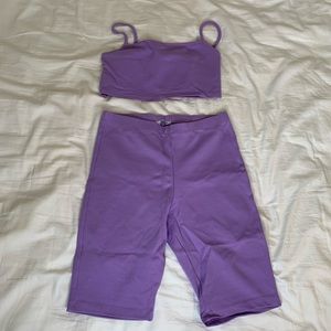 High waisted bike short two piece set